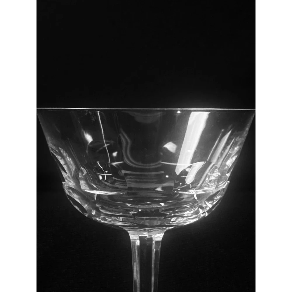 Orrefors Bernadotte Geometric Cut Crystal Champagne Sherbet Glasses Set of 4‎